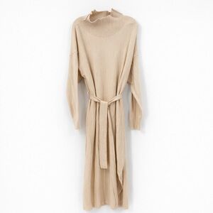Eloquii Neutral Sweater Dress 18/20 | Belted Mock Neck Cozy Midi